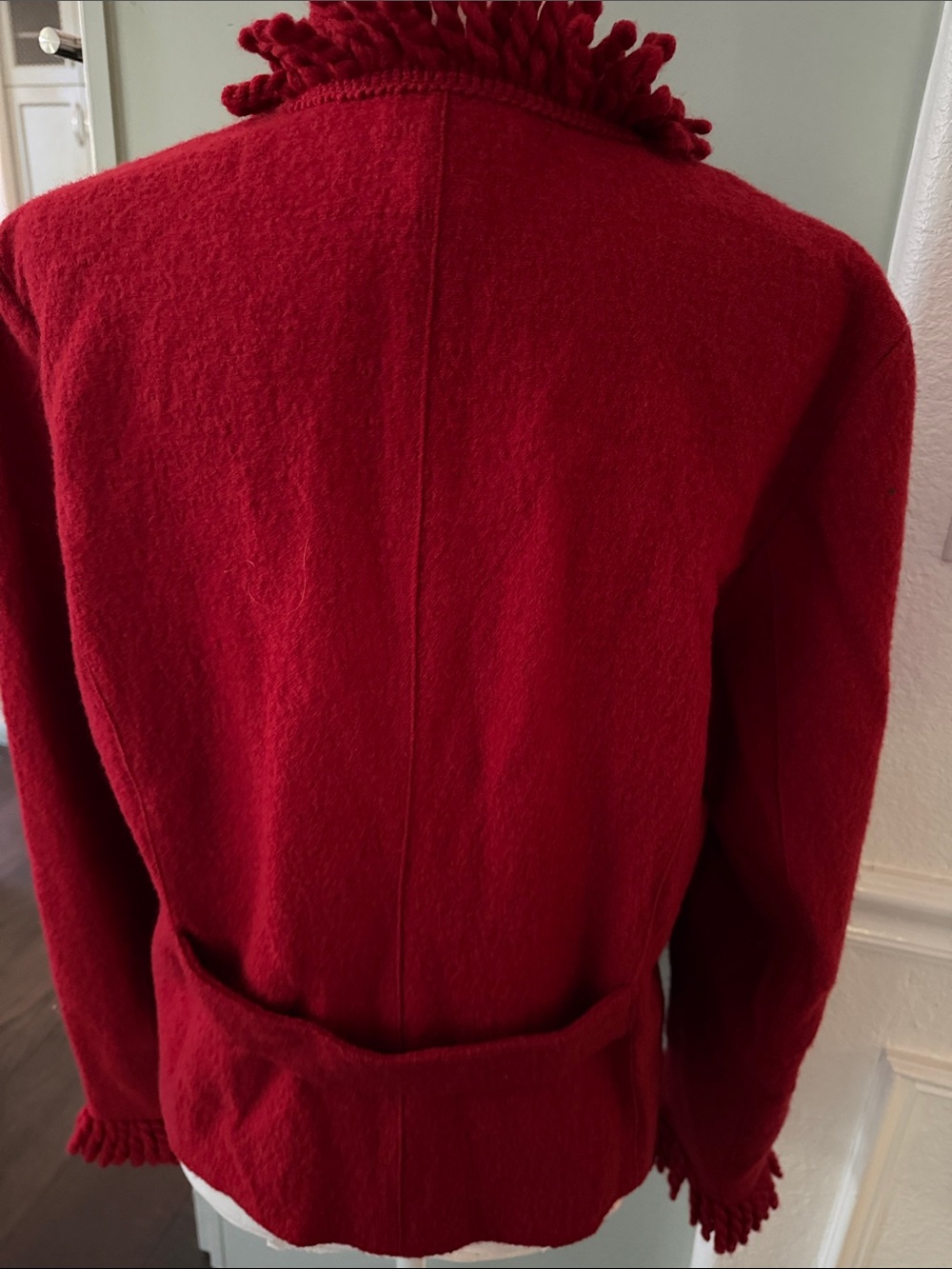 Talbots Red Ruffle-Trim Wool Cardigan - Picture 7 of 15